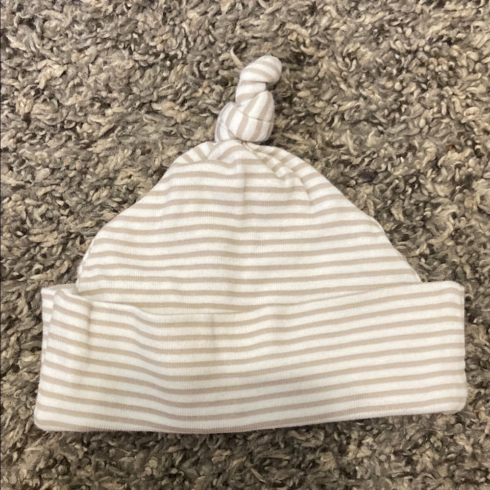 Striped Beige Baby Beanie